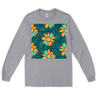 Heather Grey colorful tropical flowers seamless pattern Long Sleeve Tee - BundleAndBundleShop