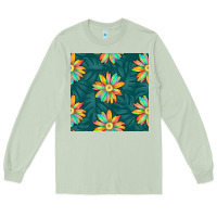 Matcha colorful tropical flowers seamless pattern Long Sleeve Tee - BundleAndBundleShop