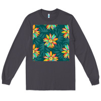 Smoke colorful tropical flowers seamless pattern Long Sleeve Tee - BundleAndBundleShop