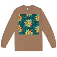 Toasted Coconut colorful tropical flowers seamless pattern Long Sleeve Tee - BundleAndBundleShop