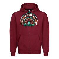 Burgundy blessed western rainbow Zipper Hoodie - Jasminsmagicworld
