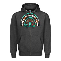 Charcoal Heather blessed western rainbow Zipper Hoodie - Jasminsmagicworld