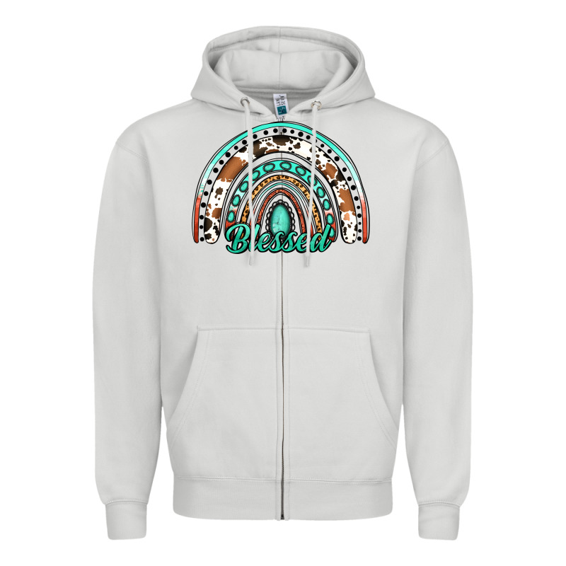 Blessed Western Rainbow Zipper Hoodie by Jasminsmagicworld | Teevron