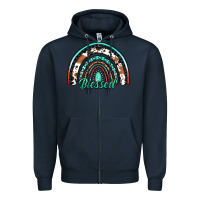 Navy blessed western rainbow Zipper Hoodie - Jasminsmagicworld