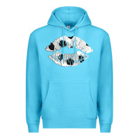 Ocean Blue soccer lips Premium Hoodie - AdoDesignShop