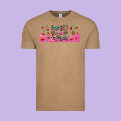 Coffee Teach Repeat Teacher Libbey Glass Vintage Tee Designed By Hra Design Shop
