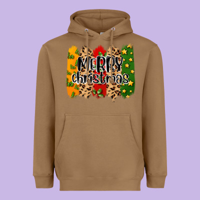 Merry Christmas Brushstrokes Heavyweight Hoodie Designed By Maliassmallbusiness