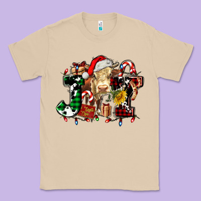 Joy And Cow Christmas Candies And Letters Classic Tee Designed By Adodesignshop