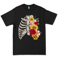 Black floral ribcage Premium Tee - MaliasSmallBusiness
