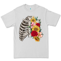 Dove Grey floral ribcage Premium Tee - MaliasSmallBusiness