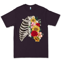 Plum floral ribcage Premium Tee - MaliasSmallBusiness