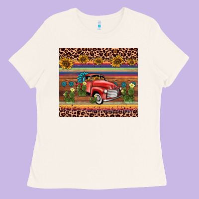 Truck Sunflower Leopard Ladies Tee Designed By Adodesignshop
