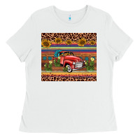 White truck sunflower leopard Ladies Tee - AdoDesignShop