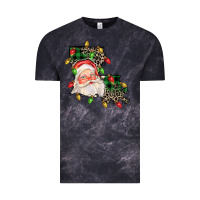 Cloud Black Louisiana map christmas santa Vintage Tee - FaDigitalArtStudio