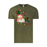 Vintage Olive Louisiana map christmas santa Vintage Tee - FaDigitalArtStudio