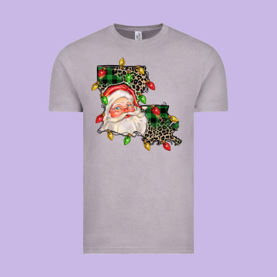 Louisiana Map Christmas Santa Vintage Tee Designed By Fadigitalartstudio