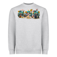 Heather Grey western farm trucks farm animals Heavyweight Sweatshirt - FaDigitalArtStudio
