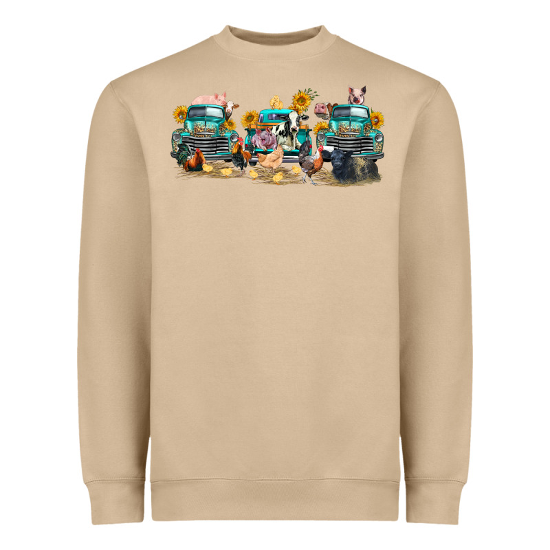 Western Farm Trucks Farm Animals Heavyweight Sweatshirt by FaDigitalArtStudio | Teevron