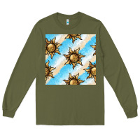 Army Green leopard sun seamless pattern Long Sleeve Tee - BundleAndBundleShop