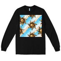 Black leopard sun seamless pattern Long Sleeve Tee - BundleAndBundleShop