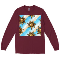 Burgundy leopard sun seamless pattern Long Sleeve Tee - BundleAndBundleShop