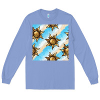 Colony Blue leopard sun seamless pattern Long Sleeve Tee - BundleAndBundleShop