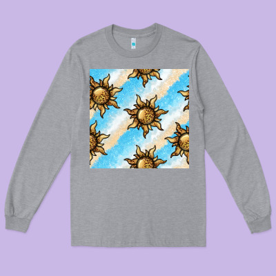 Leopard Sun Seamless Pattern Long Sleeve Tee Designed By Bundleandbundleshop