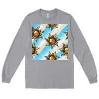 Heather Grey leopard sun seamless pattern Long Sleeve Tee - BundleAndBundleShop