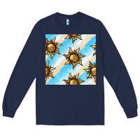 Navy leopard sun seamless pattern Long Sleeve Tee - BundleAndBundleShop