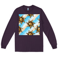 Plum leopard sun seamless pattern Long Sleeve Tee - BundleAndBundleShop