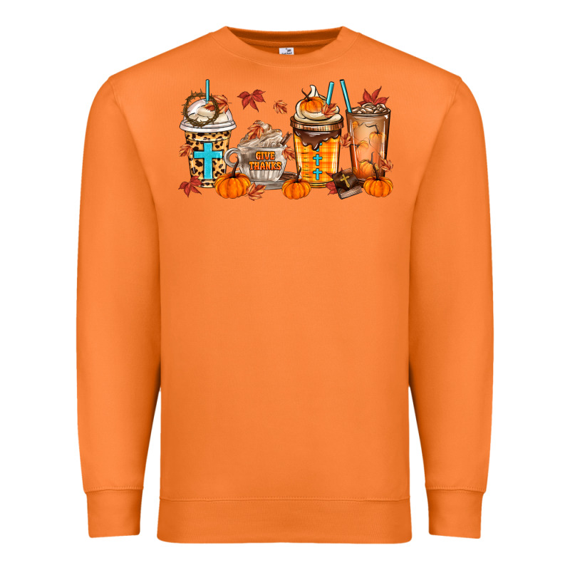 Give Thanks Coffee Cups Premium Sweatshirt by MaliasSmallBusiness | Teevron