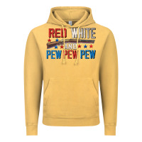 Vintage Mustard Red white and pew pew pew Vintage Hoodie - CowGirlArtShop