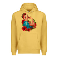 Antique Gold hispanic strong woman with roses Premium Hoodie - Jasminsmagicworld