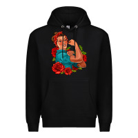 Black hispanic strong woman with roses Premium Hoodie - Jasminsmagicworld