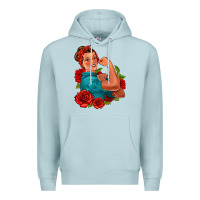 Blue Mist hispanic strong woman with roses Premium Hoodie - Jasminsmagicworld