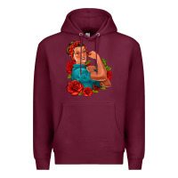 Burgundy hispanic strong woman with roses Premium Hoodie - Jasminsmagicworld