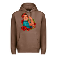 Chestnut hispanic strong woman with roses Premium Hoodie - Jasminsmagicworld