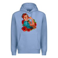 Colony Blue hispanic strong woman with roses Premium Hoodie - Jasminsmagicworld