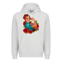 Dove Grey hispanic strong woman with roses Premium Hoodie - Jasminsmagicworld