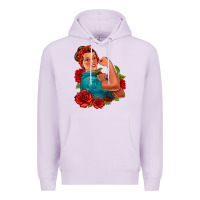 Lilac hispanic strong woman with roses Premium Hoodie - Jasminsmagicworld