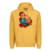 Mustard hispanic strong woman with roses Premium Hoodie - Jasminsmagicworld
