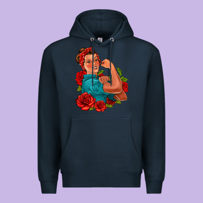 Hispanic Strong Woman With Roses Premium Hoodie Designed By Jasminsmagicworld