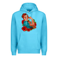 Ocean Blue hispanic strong woman with roses Premium Hoodie - Jasminsmagicworld