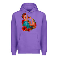 Purple hispanic strong woman with roses Premium Hoodie - Jasminsmagicworld