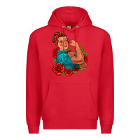 Red hispanic strong woman with roses Premium Hoodie - Jasminsmagicworld