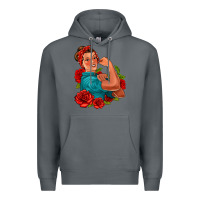 Rock hispanic strong woman with roses Premium Hoodie - Jasminsmagicworld