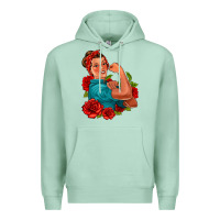 Seafoam hispanic strong woman with roses Premium Hoodie - Jasminsmagicworld