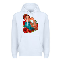 White hispanic strong woman with roses Premium Hoodie - Jasminsmagicworld