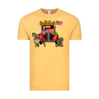 Vintage Mustard america soldier truck Vintage Tee - CowhideDigitalArt