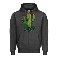 Charcoal Heather cactus Zipper Hoodie - Jasminsmagicworld